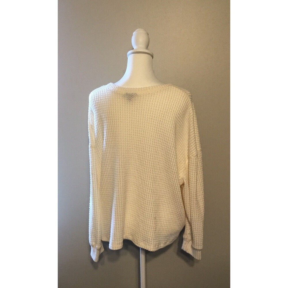 Torrid Sz 2 Creme Waffle Knit Casual Crew Pull Over Long Sleeve Womens - Picture 4 of 8